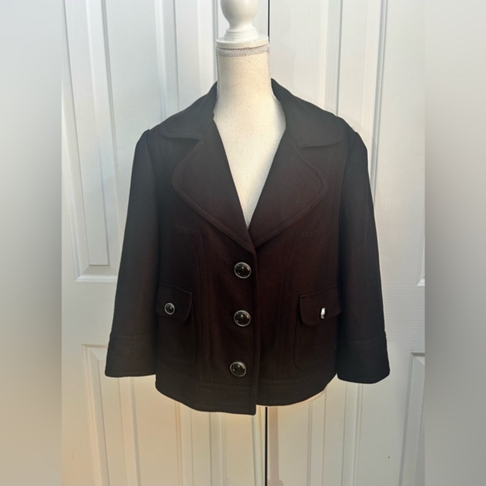 NYGARD COLLECTION Women Linen and Rayon Blazer, Black, Size 14